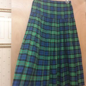 Vintage Green Plaid Pleated Midi Skirt Maggie Breen S